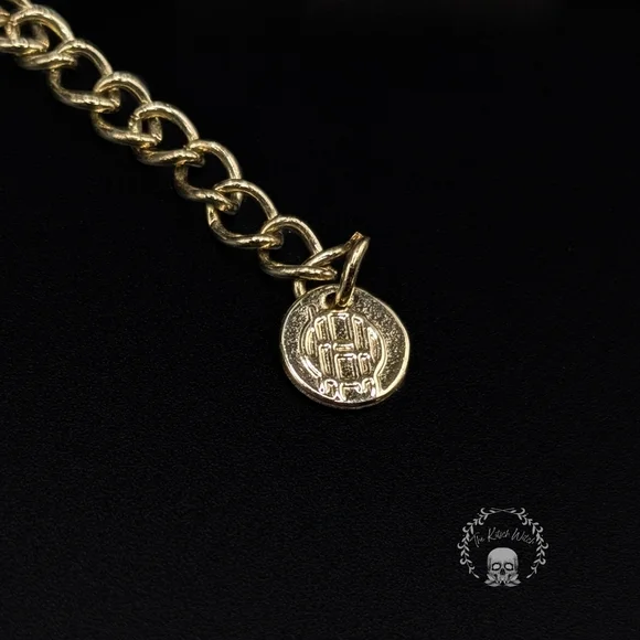 HOUSE OF HARLOW 1960 Gold & Cream Textured Geometric Leather Station Necklace - Picture 4 of 6